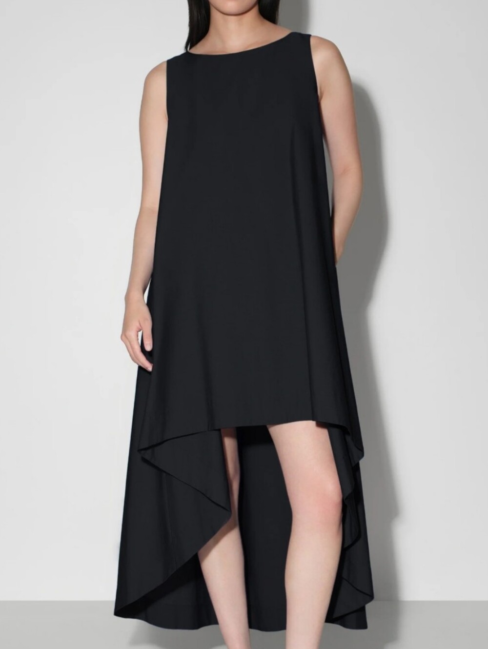 Minimalist Black High-Low Skirt Dress — Women
